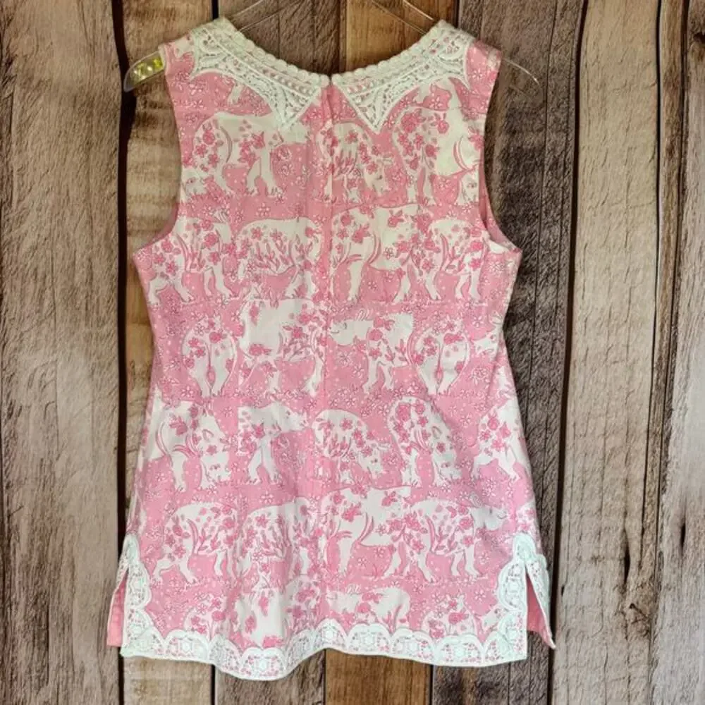 Lilly Pulitzer Top Sleeveless White‎ Label Run for the Roses Rhino Derby Size 8 - Picture 2 of 7